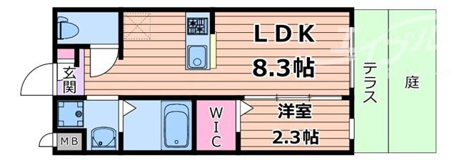 リアコート千里丘I ノース(1LDK/1階)の間取り写真