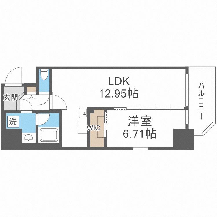 プレジオ鎗屋町(1LDK/5階)の間取り写真