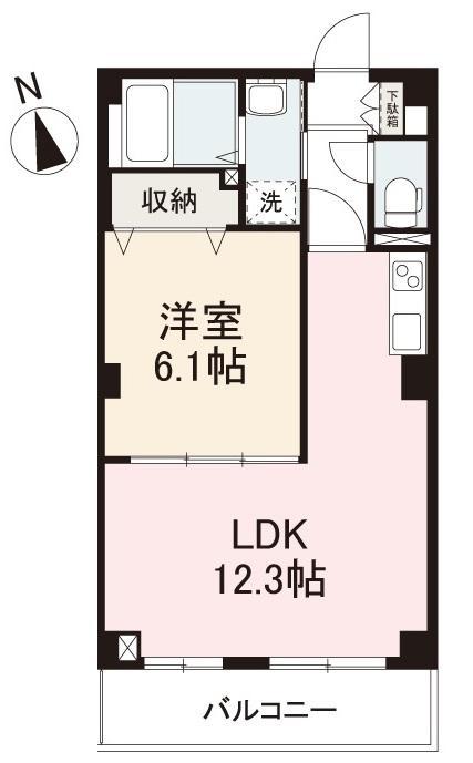 パークサイドヒルズ伏石(1LDK/2階)の間取り写真