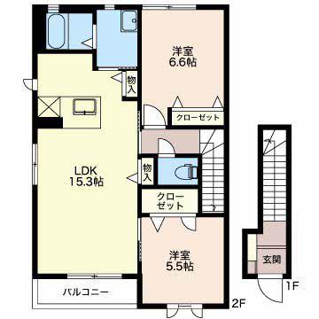 MAST TOWN 小山(2LDK/2階)の間取り写真