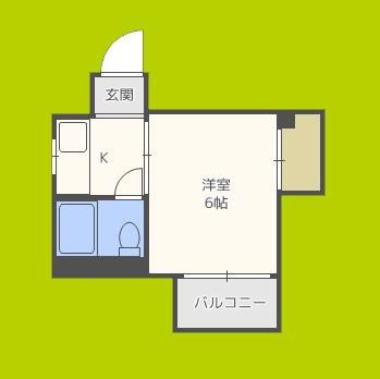シャトル中宮(1K/1階)の間取り写真