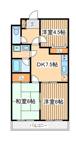 コスモ淵野辺(3DK/3階)の間取り写真
