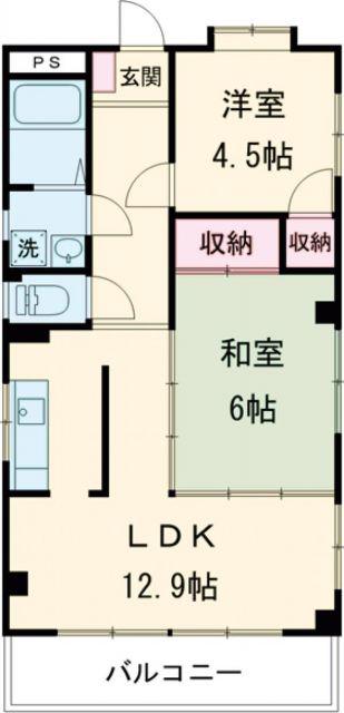 プライムK(2LDK/2階)の間取り写真