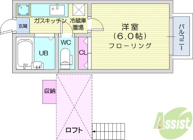 プリンスハイツ柏木(1K/2階)の間取り写真