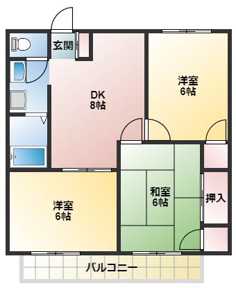 グリーンヒル習志野II(3DK/2階)の間取り写真