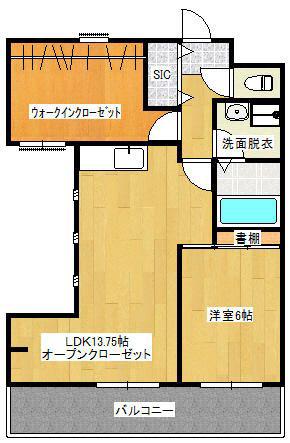 グレーシル鷹取(1SLDK/4階)の間取り写真