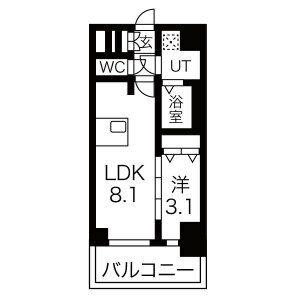 ファステート名古屋駅前ドリーム(1LDK/11階)の間取り写真