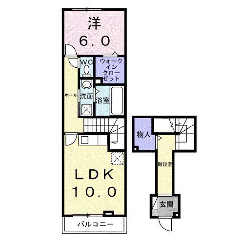 カトレヤ(1LDK/2階)の間取り写真