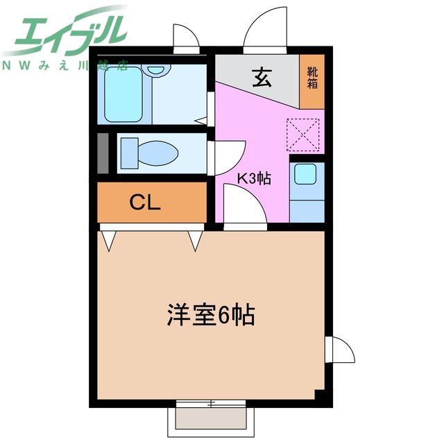 スペランツァI(1K/2階)の間取り写真