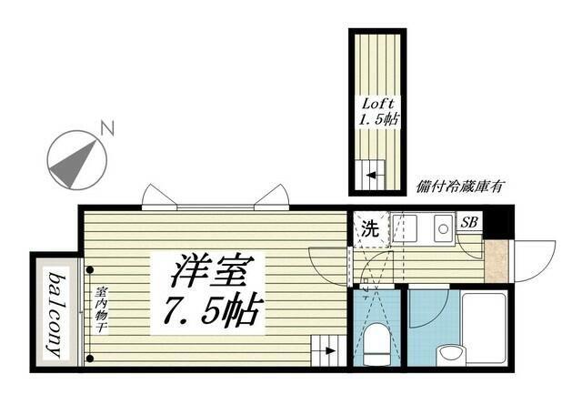 ジュネパレス市川第43(1K/1階)の間取り写真