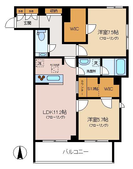シャーメゾン広町(2SLDK/1階)の間取り写真