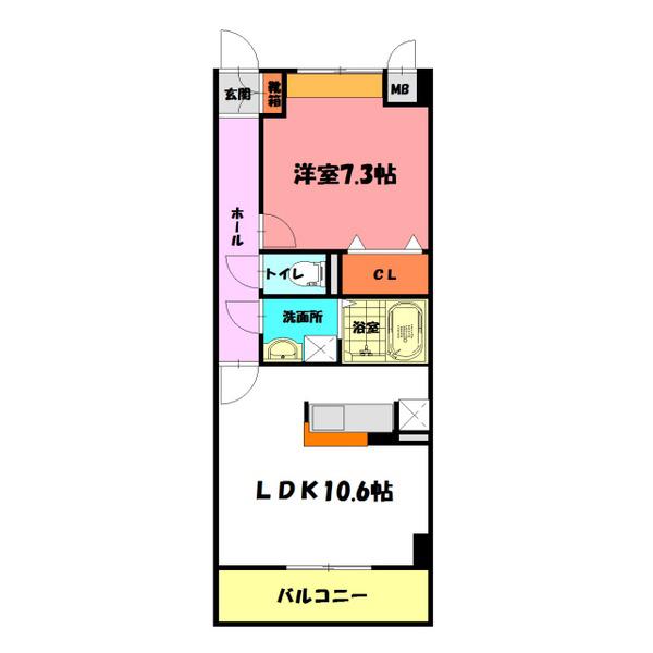 ポラリス参番館(1LDK/4階)の間取り写真