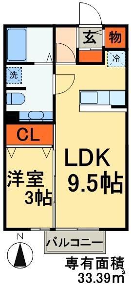 ノーベルパーク15(1LDK/2階)の間取り写真