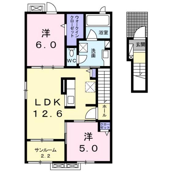 カルマーレII(2LDK/2階)の間取り写真