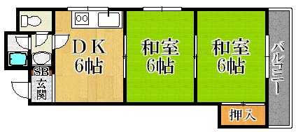パレス東洋(2DK/3階)の間取り写真