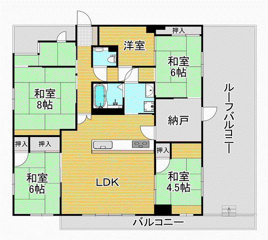 ディアス宮嵜(5LDK/5階)の間取り写真