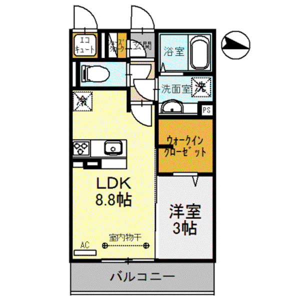 ル・フチュール(1LDK/2階)の間取り写真