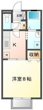 ドゥ・セナクールA(1K/2階)の間取り写真