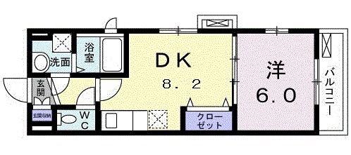 ソレアード代沢(1DK/3階)の間取り写真