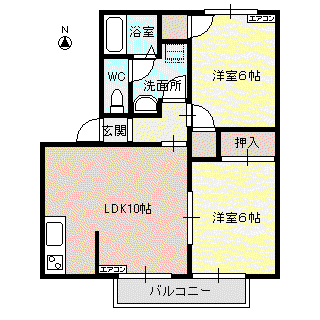 ジュピア シルエット(2LDK/2階)の間取り写真