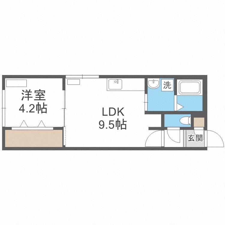 SERAM美園(1LDK/4階)の間取り写真