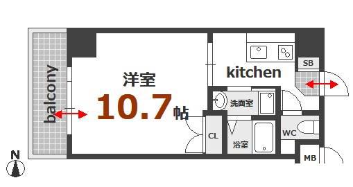 ベラ福本(1K/3階)の間取り写真