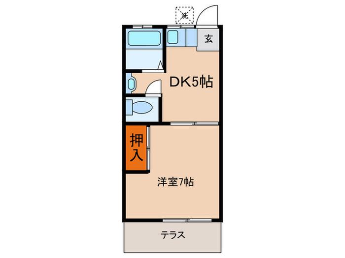 荒井ハイツ(1DK/1階)の間取り写真