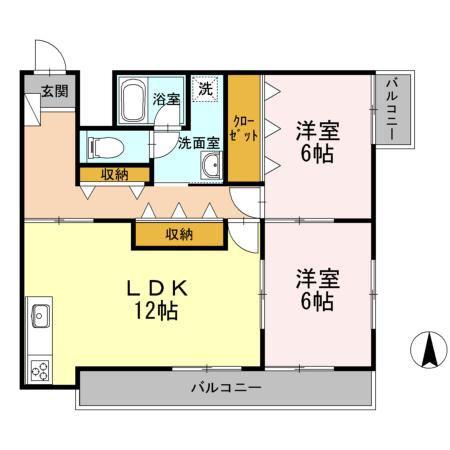 フローレンス山中(2LDK/2階)の間取り写真