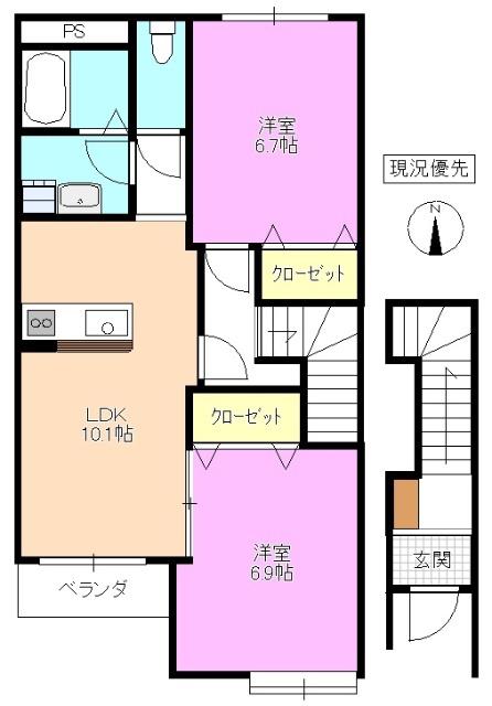 アヴァンティ(2LDK/2階)の間取り写真