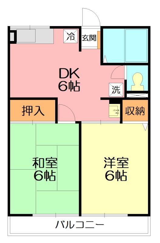 シティハイムハイツベネッセ(2DK/1階)の間取り写真