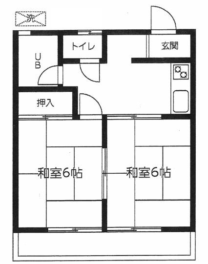 第2コーポ司(2DK/1階)の間取り写真