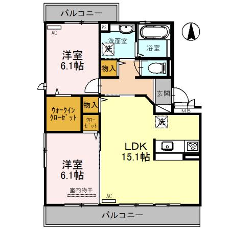 メゾン ソレイユ(2LDK/2階)の間取り写真