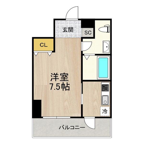 フロンティアタワー名駅南(1K/4階)の間取り写真