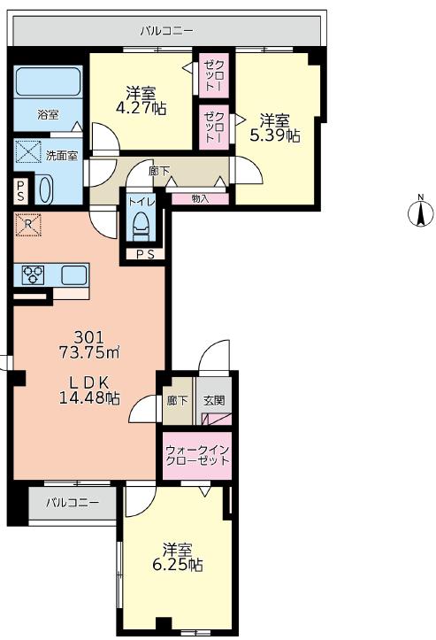 経堂 マンション(3LDK/3階)の間取り写真