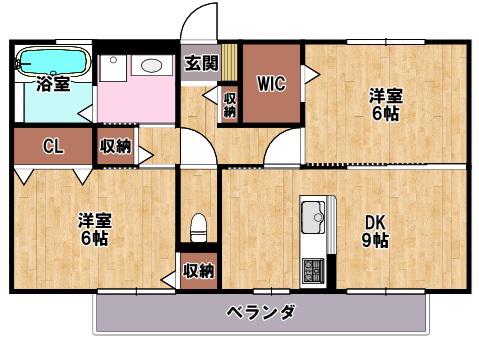 花水木II(2DK/1階)の間取り写真