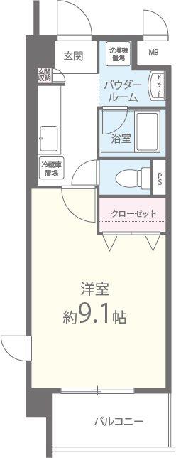 イストアール(1K/4階)の間取り写真