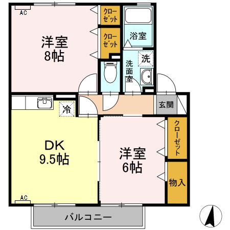 サニーコート清水(2DK/2階)の間取り写真