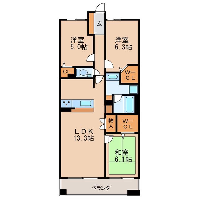 リエトコート丸の内(3LDK/5階)の間取り写真