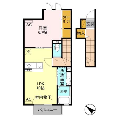 エスペランサ III(1LDK/2階)の間取り写真