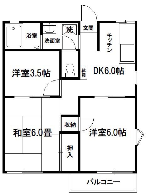 モンレーブ浦和I(3DK/2階)の間取り写真