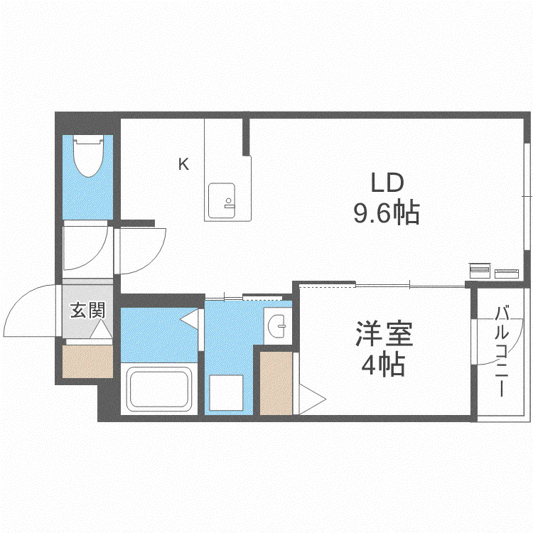 アルファスクエア福住2条(1LDK/4階)の間取り写真