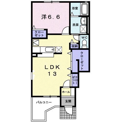 フレグランシャリオ(1LDK/1階)の間取り写真