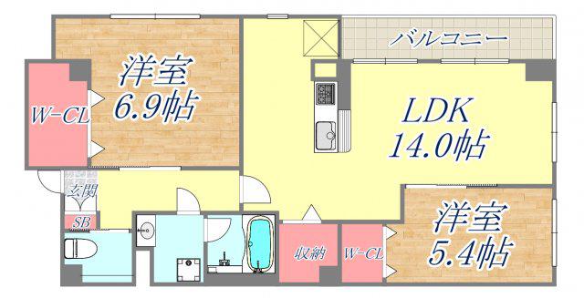 阪急甲陽線 苦楽園口駅 徒歩3分 4階建 築6年(2LDK/3階)の間取り写真