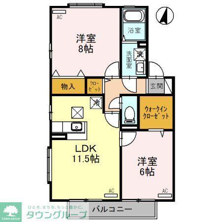 グリーンフィールズB(2LDK/1階)の間取り写真