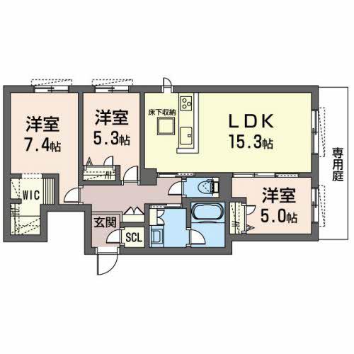 オカバ姫路網干シャーメゾン(3LDK/1階)の間取り写真