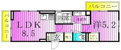 メゾンサニーサイド(1LDK/2階)の間取り写真