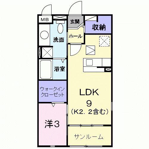 ラ・プリマベーラ越谷II(1LDK/1階)の間取り写真