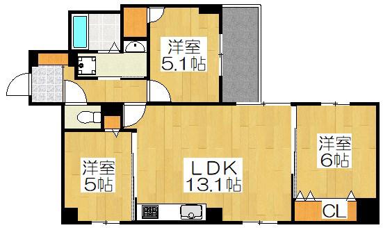 二条城東レジデンス(3LDK/4階)の間取り写真