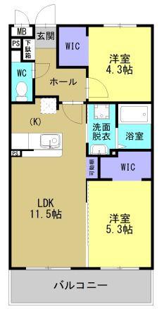 ARTH平松(2LDK/4階)の間取り写真