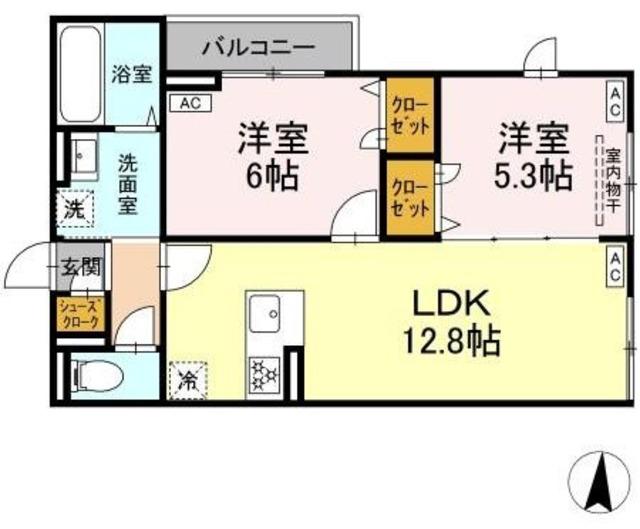 セレスティア柴又V(2LDK/2階)の間取り写真